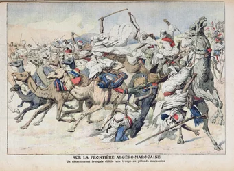 On the Algero-Moroccan Frontier, a French Detachment Punishing a Band of Moroccan Pillagers, illustration from 